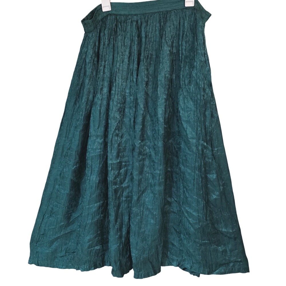 PASTA Teal Crinkle Maxi Skirt Boho Festival Flowy Size Medium - Picture 2 of 8